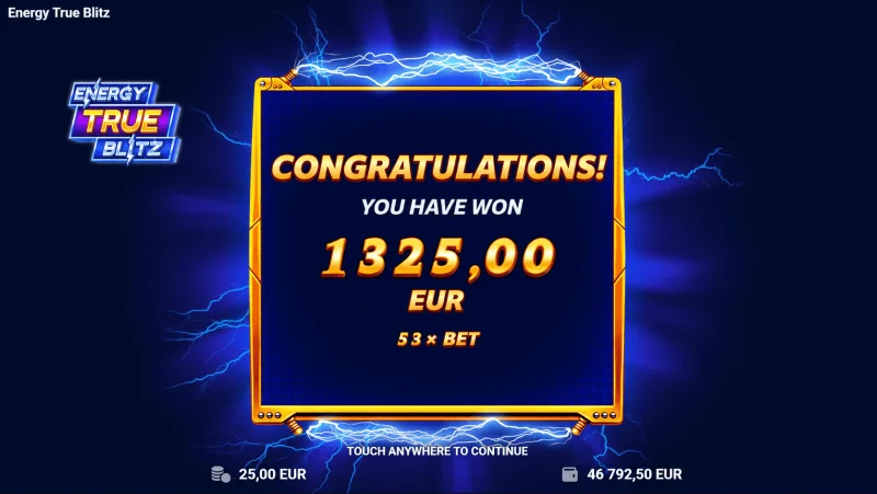 Energy True Blitz - iso kokonaisvoitto kierroksella